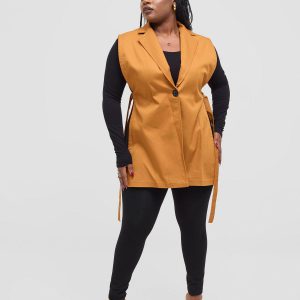 Knot Side Vest Blazer - Orange