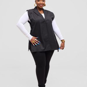 Knot Side Vest Blazer - Black