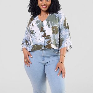 Abstract Print Top - Blue