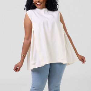 Box-pleat Top - Cream