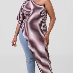 One-sided Longline Top - Maroon